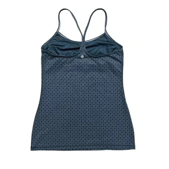 LULULEMON 8 Power Y Tank Luon Tri Geo Printed Inkwell Black Racerback Top - Picture 4 of 9